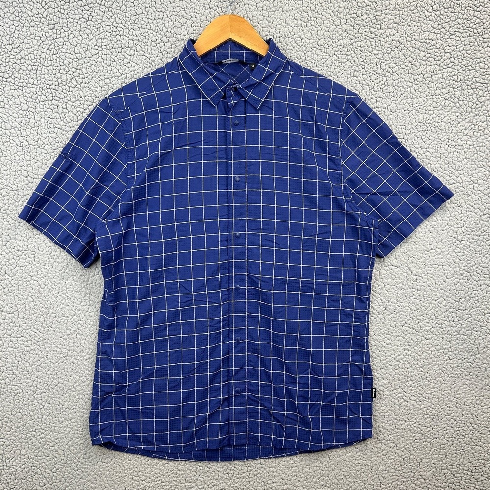 Rohan‎ Casual Button-Down Shirt Men's Blue M Grid Short Sleeve